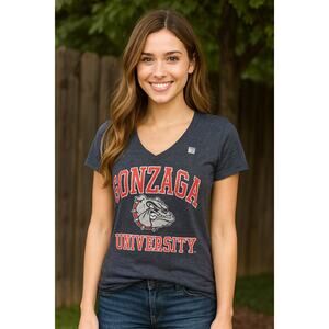 NEW Gonzaga bulldogs M v neck game day spell out t shirt grey womens gift idea
